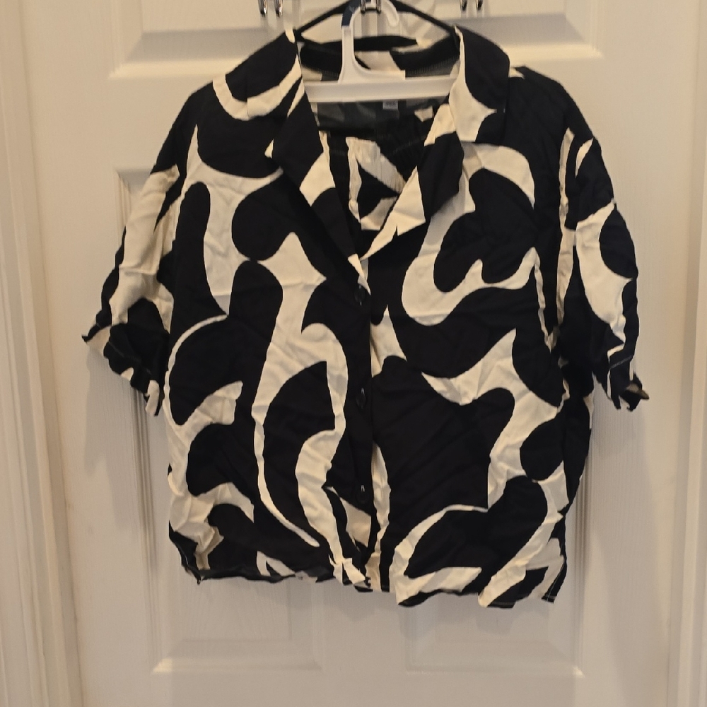 a new day Black and White Button Down Shirt